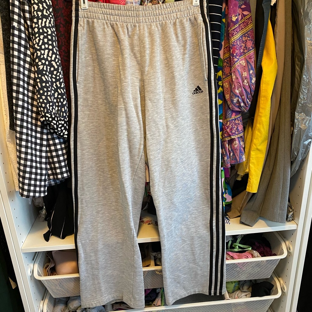 Adidas Gray Sweatpants Black Stripe